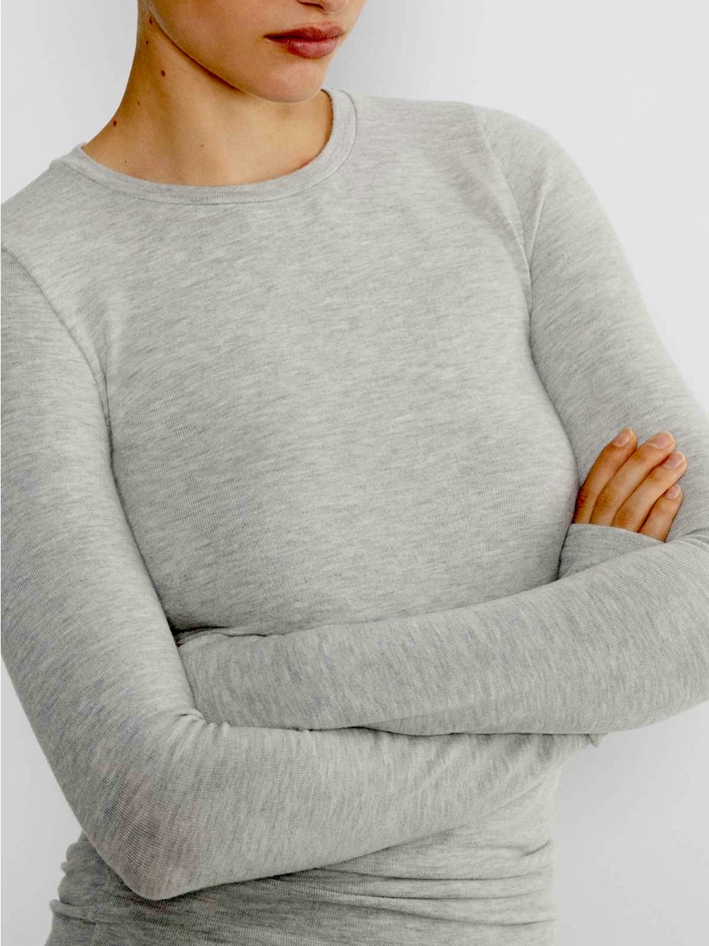 Babaton| Aritzia| Destination Longsleeve Heathered Grey Long-Sleeve Top Sz S